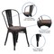 Merrick Lane Amsterdam Series Dining Chair - Blue Metal Frame - Textured Wooden Seat - Slatted, Curved Back